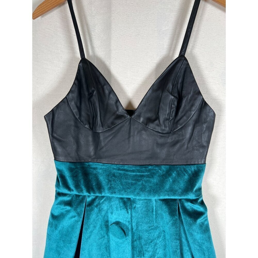 Still Still Studio London Womens Size 38 Dress Leather Bustier Teal Velvet Skirt